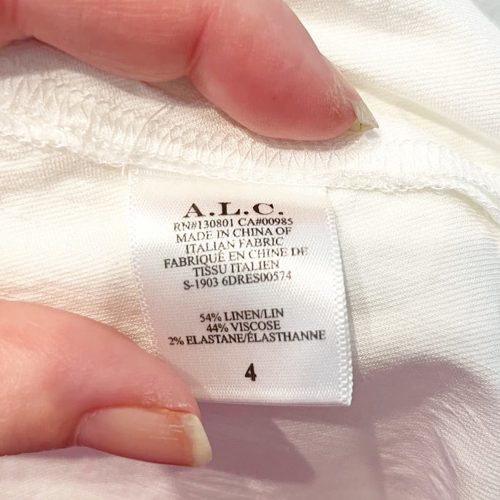 A.L.C Sidelle Linen Blend Wrap Ruffle Sleeve Mini Dress White 4