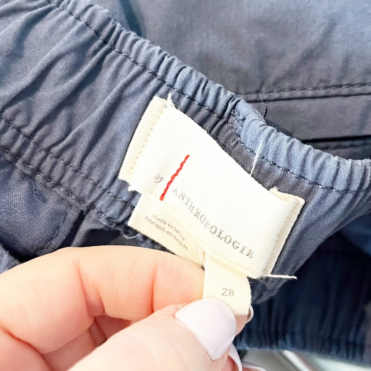 Anthropologie High Rise Baggy Cargo Parachute Pants Blue 28