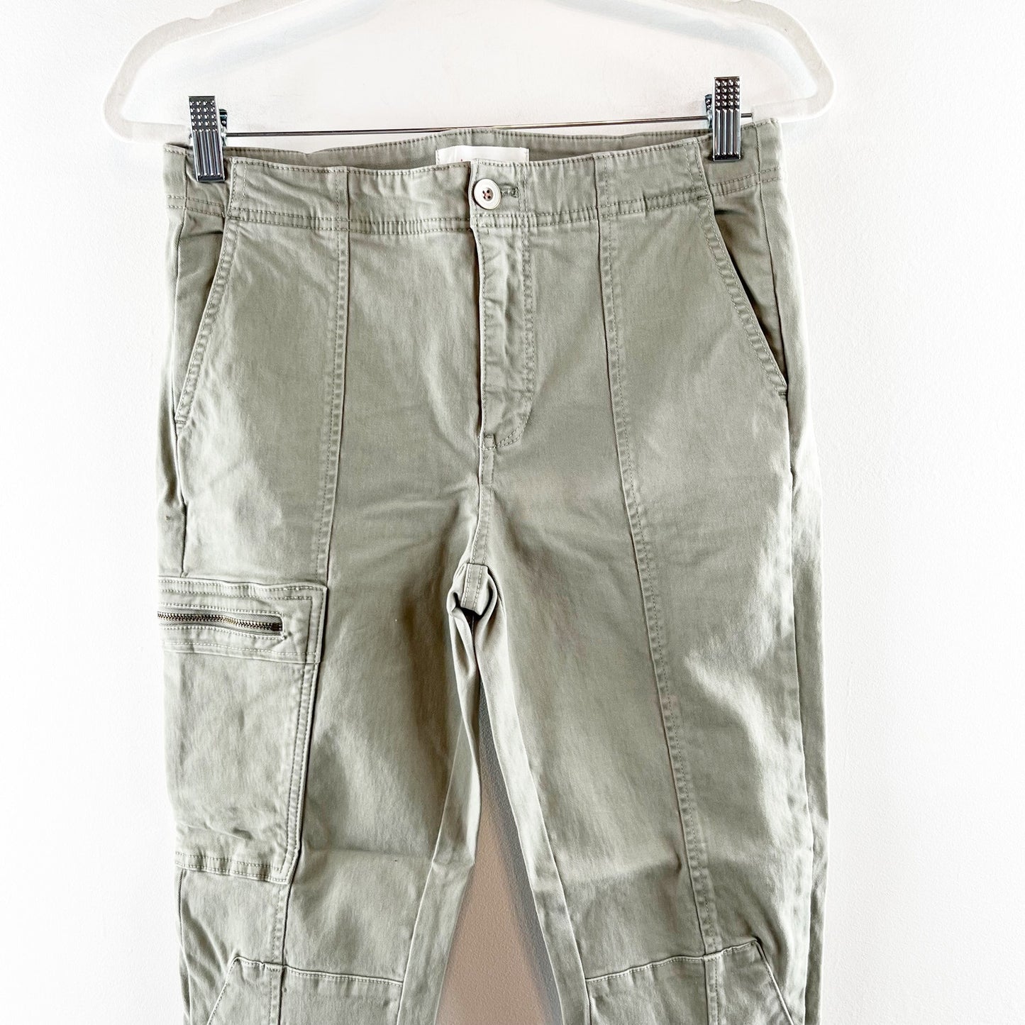 Anthropologie Slim Ankle High Rise Cargo Utility Pants Green 28