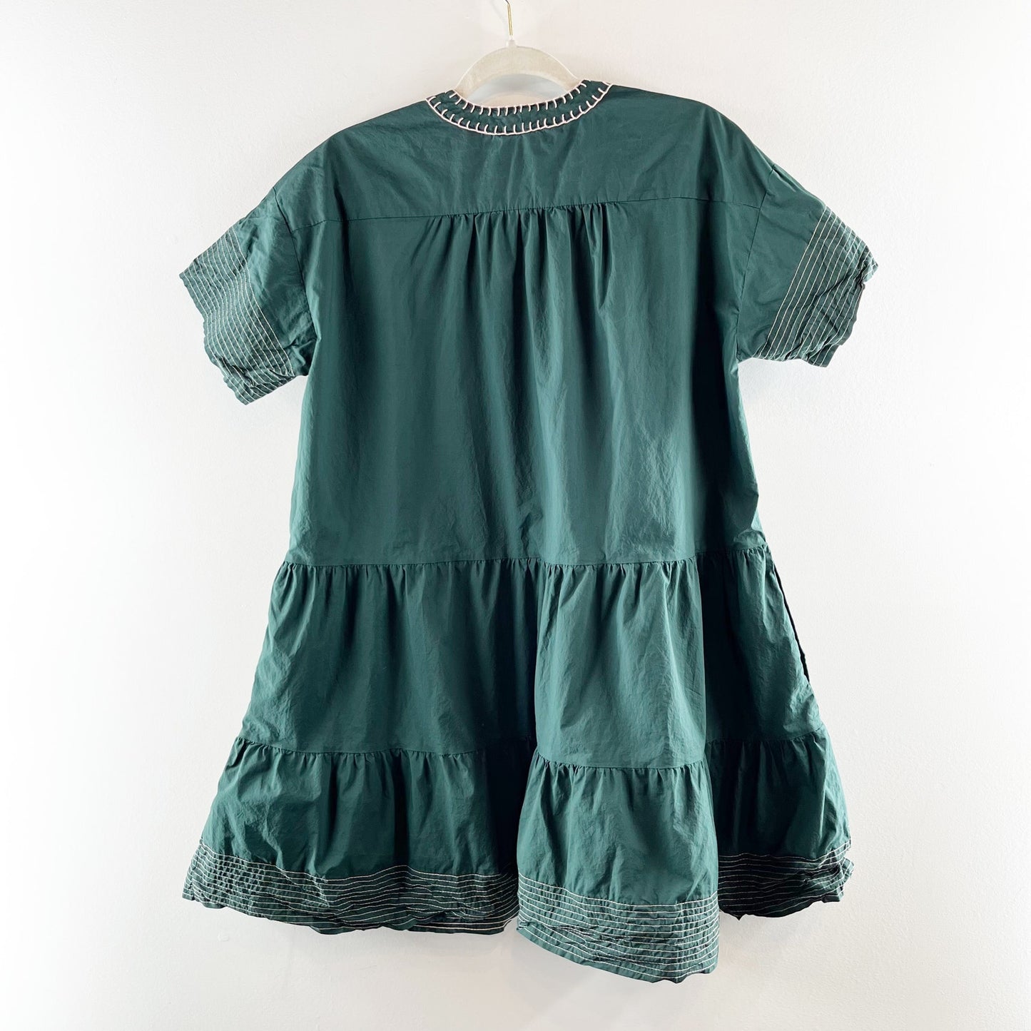 Tuckernuck Pomander Place Short Sleeve Kinsley Babydoll Mini Dress Evergreen S