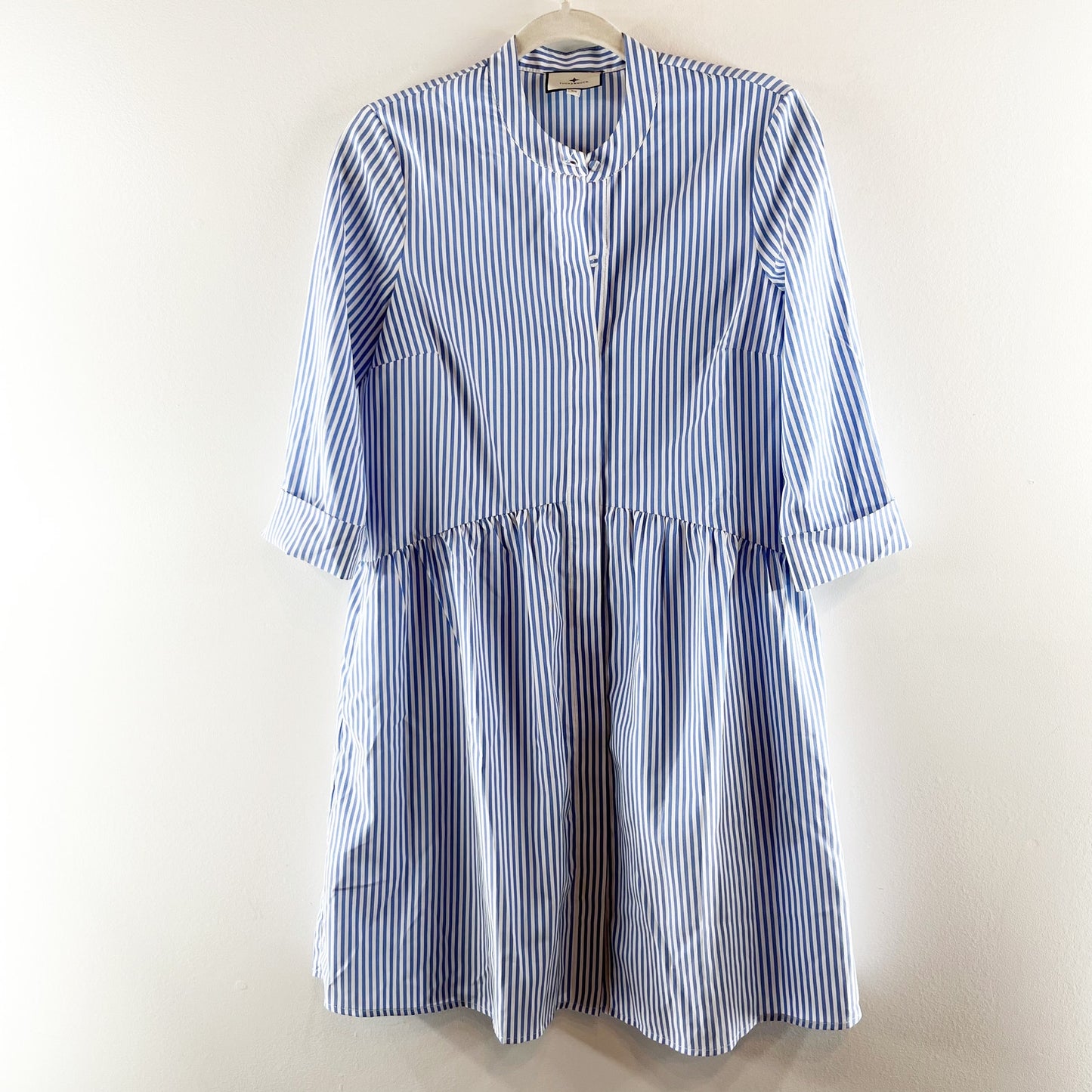 Tuckernuck Striped 3/4 Sleeve Royal Shirt Mini Dress Blue XS