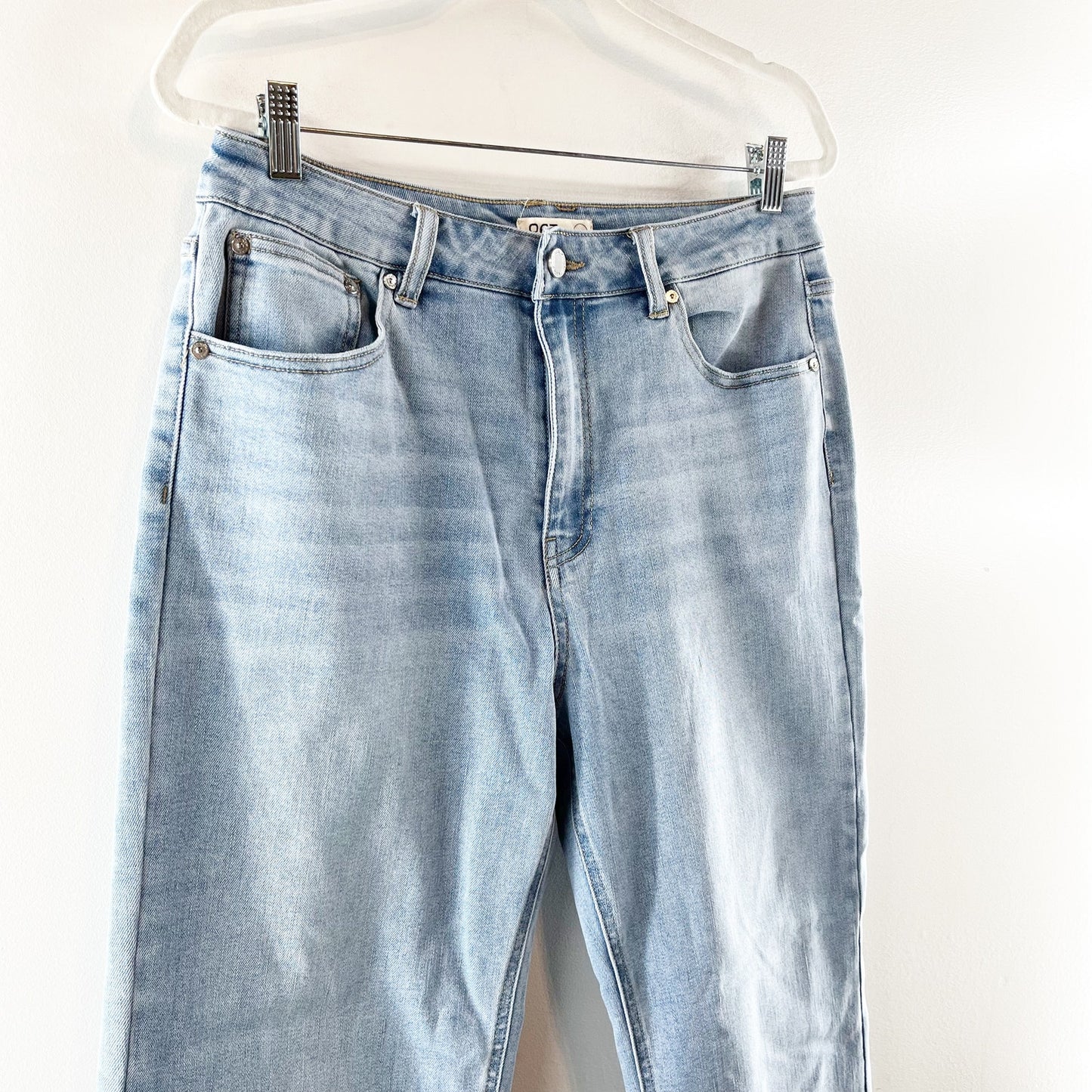 Oat New York High Rise Wide Leg Raw Hem Jeans Denim Blue 10 / 30