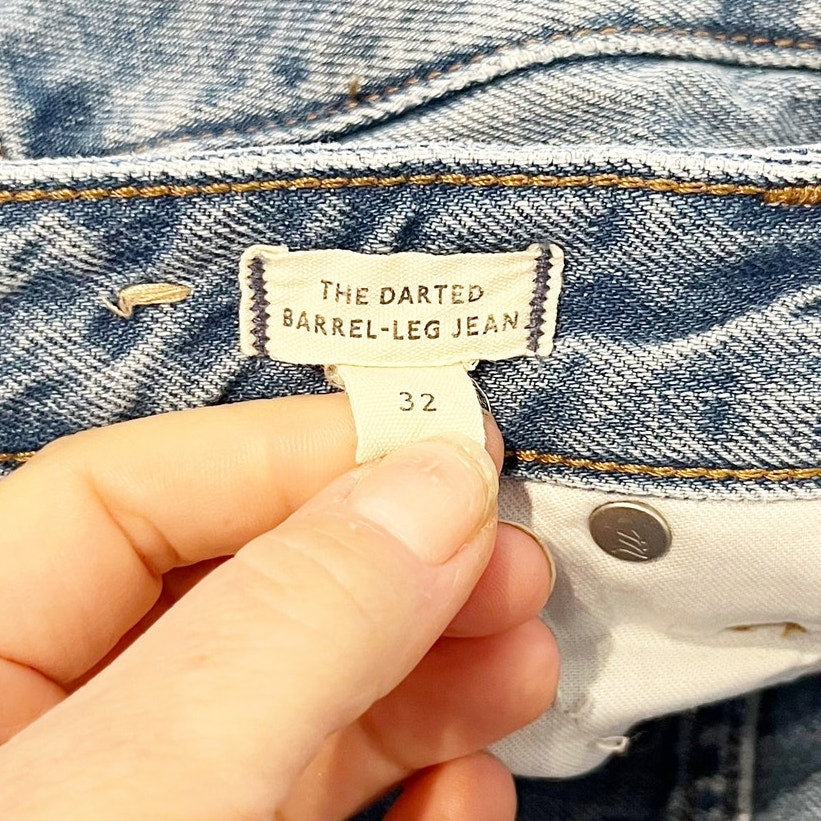 Madewell The Darted Barrel Leg Jeans Dobbins Wash Blue 32 / 14