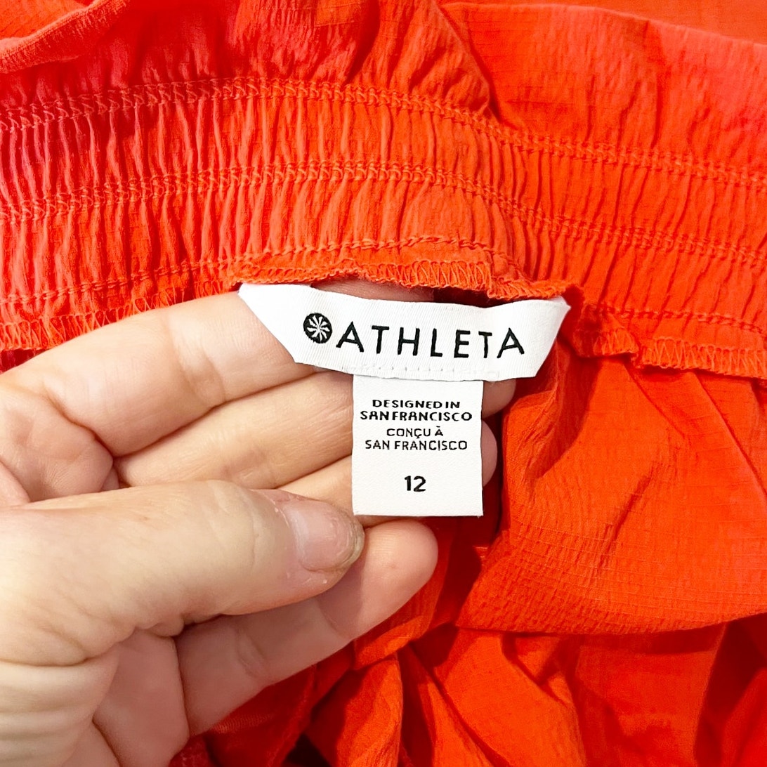 Athleta Trekkie High Rise Parachute Wide Leg Pants Red 12