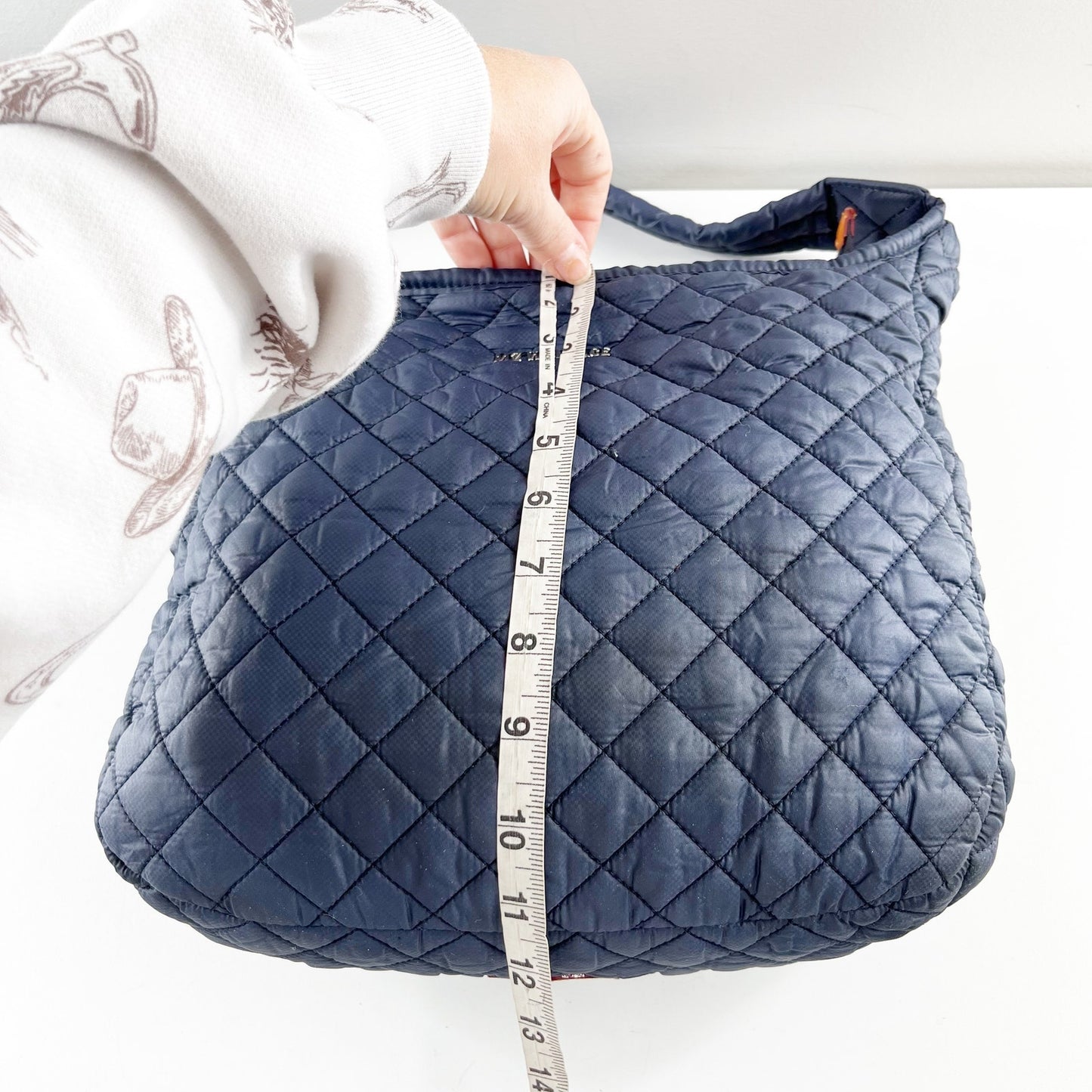 MZ Wallace Small Parker Deluxe Quilted Crossbody Bag Dawn Navy Blue