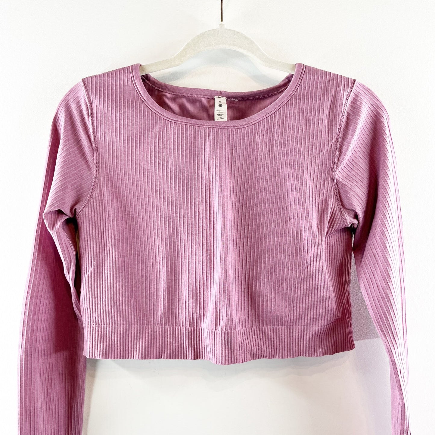 Lululemon Ebb to Street Long-Sleeve Cropped Shirt Velvet Dust Pink 10