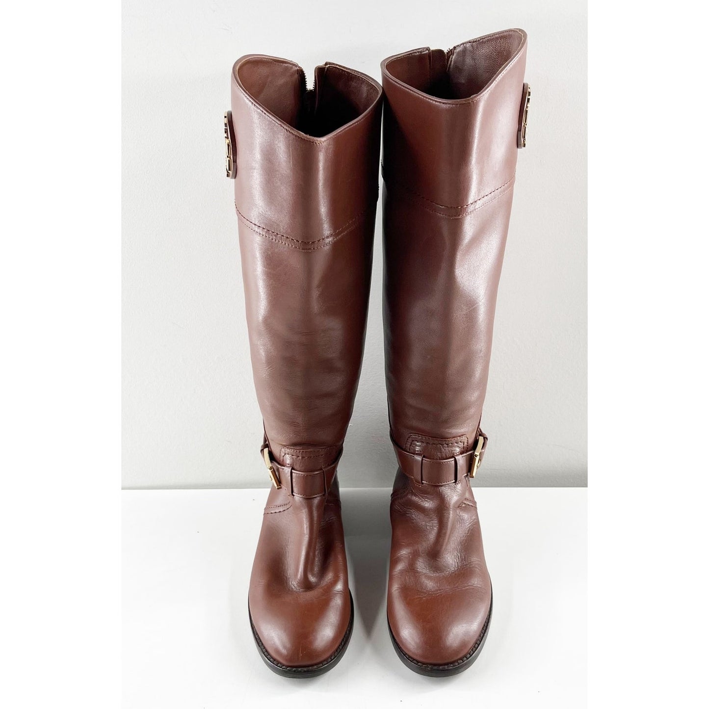 Tory Burch Leather Adeline Knee High Equestrian Riding Boots Brown 6