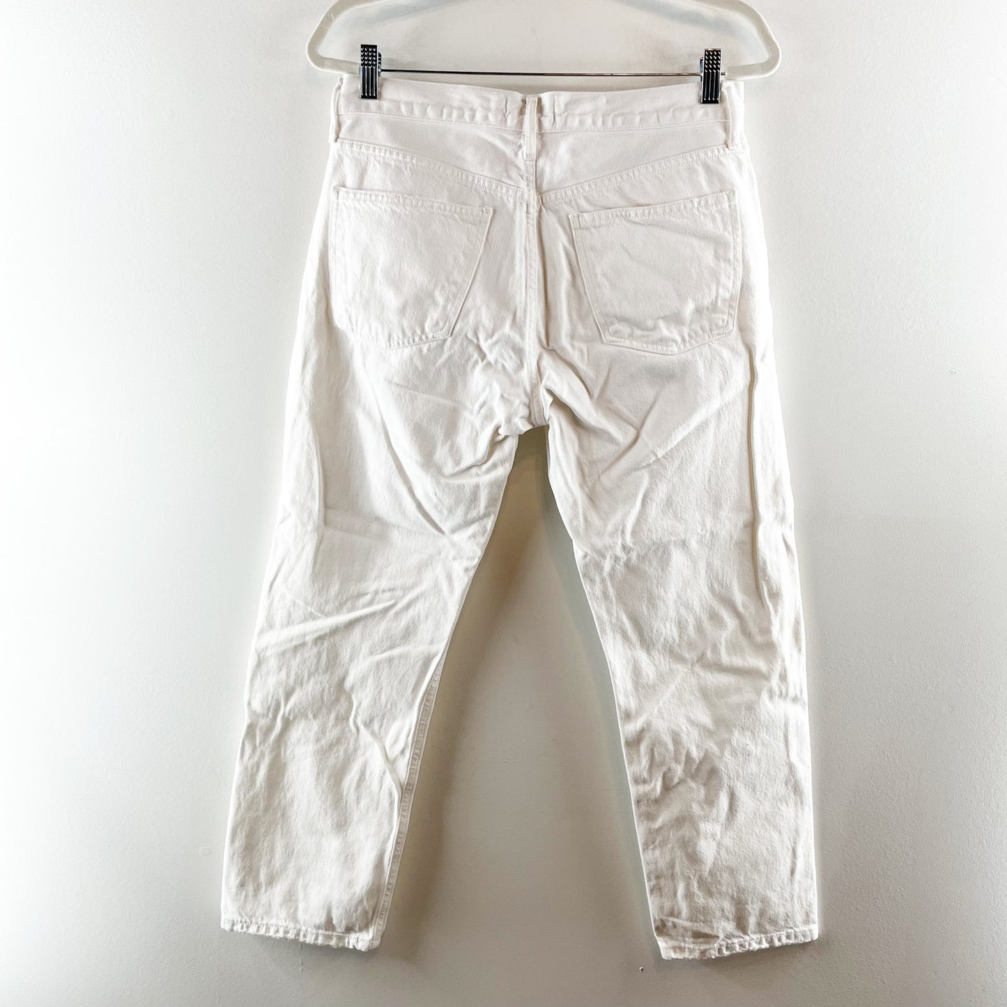 Agolde Parker High Rise Button Fly Crop Straight Leg Jeans White 27 / 4