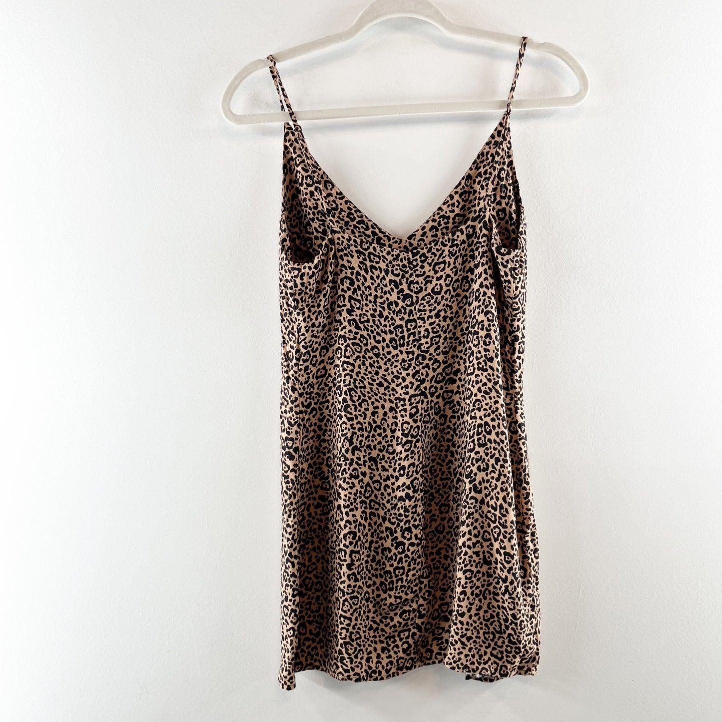 Reformation Marlowe Leopard Print Mini Slip Dress Brown Black XS