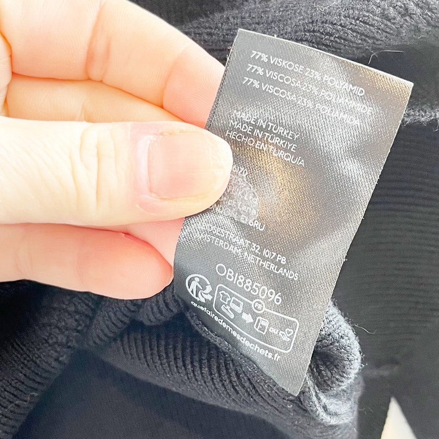 Maeve Anthropologie Square Neck Ribbed Bell Sleeve Sweater Black Medium