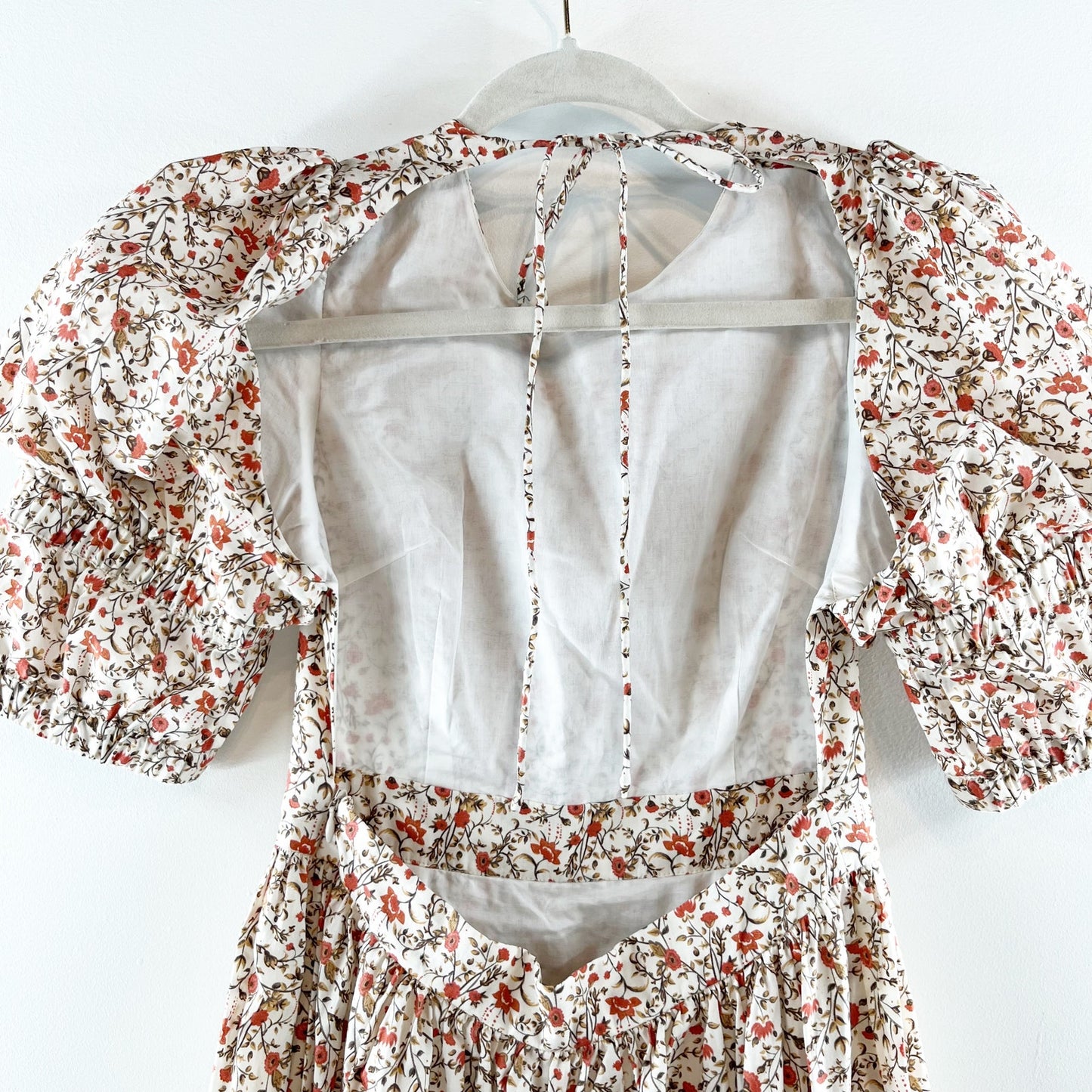o.p.t One Pretty Time Hayden Puff Sleeve Open Back Floral Maxi Dress Pink Small