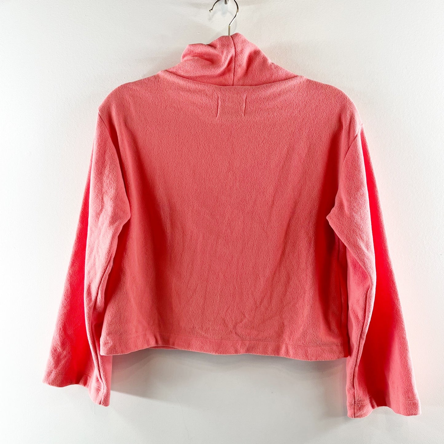 Dudley Stephens Long Sleeve Mock Neck Cropped Boxy Terry Fleece Pullover XS