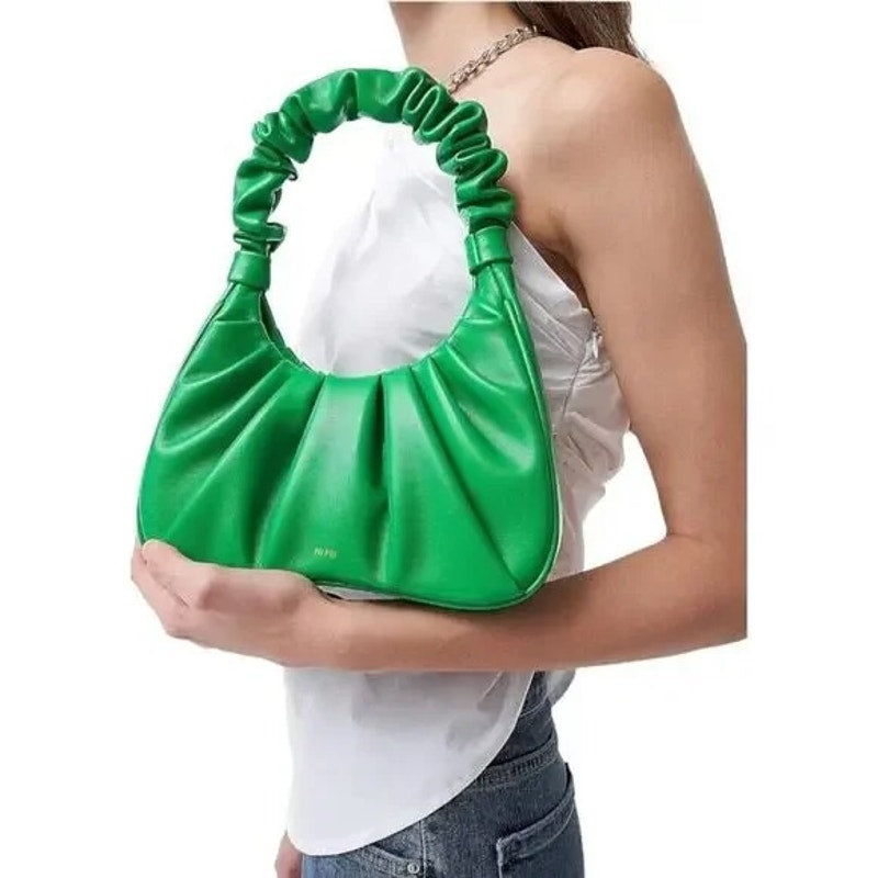 JW PEI Gabbi Ruched Vegan Leather Shoulder Bag Purse Grass Green