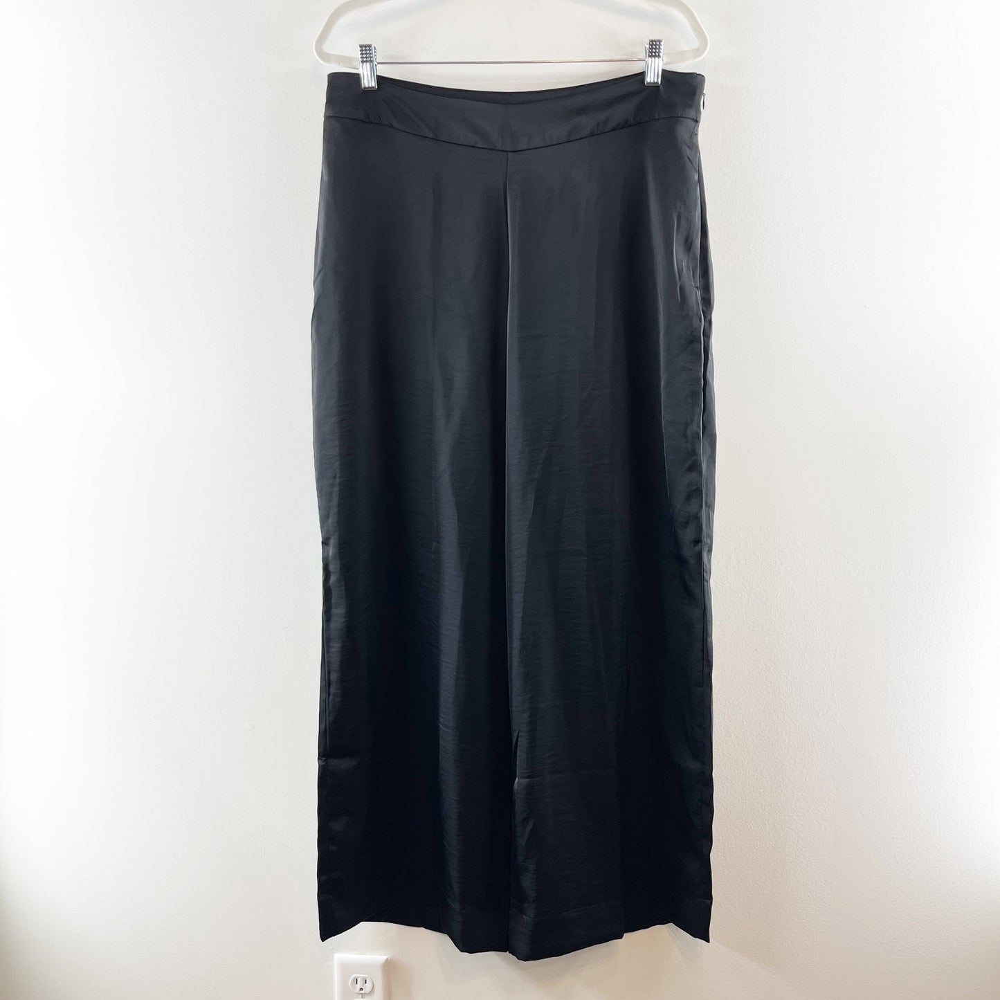 Old Navy High Rise Super Wide Leg Satin Trouser Dress Pants Black 14
