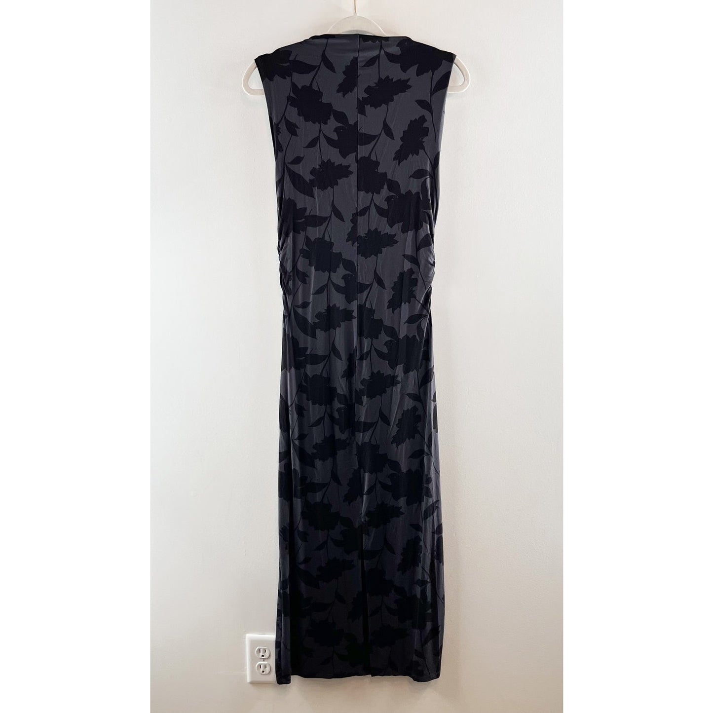 Z Supply Tatum Shadow Floral Print Sleeveless Bodycon Midi Dress Black Small