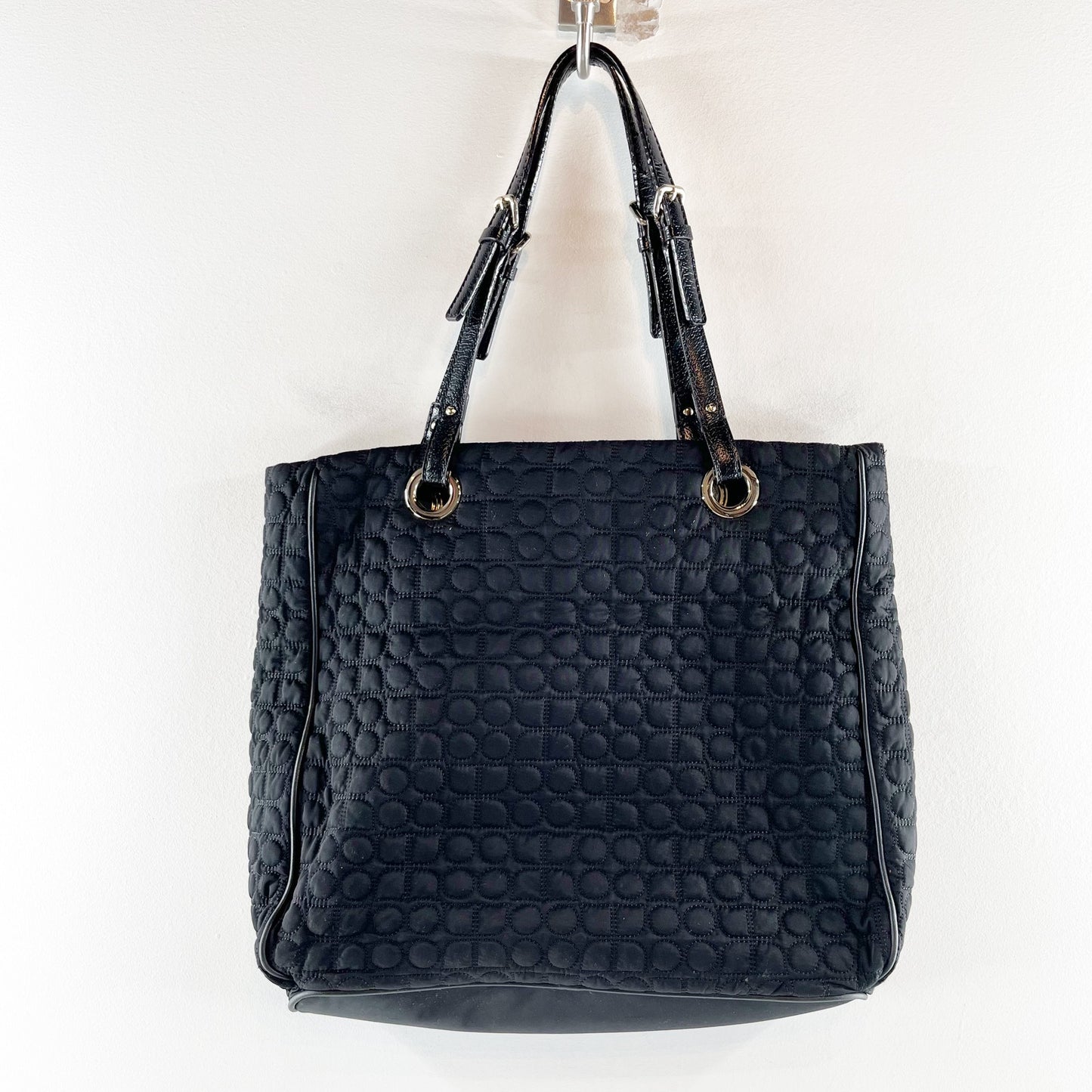Kate Spade Quilted Leather Handle Tote Bag Purse Black