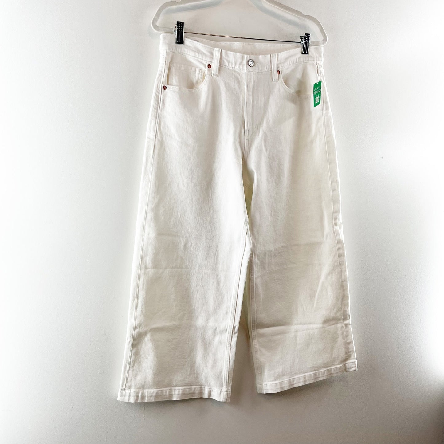 GAP High Rise Cropped Stride Ankle Wide Leg Jeans Optic White 12 Petite