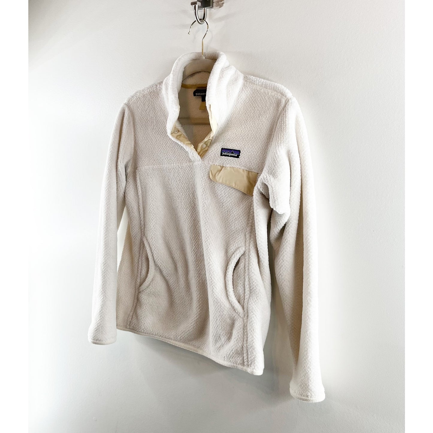 Patagonia Re-Tool Snap T Pullover Fleece Jacket Ivory Cream Medium