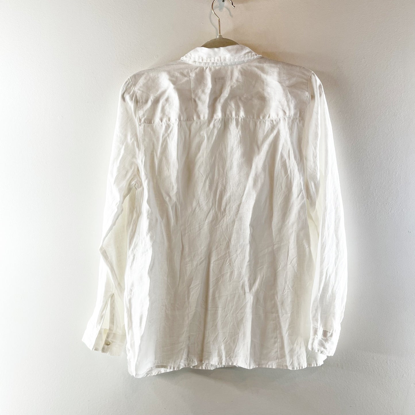 J. Jill 100% Linen Long Sleeve Button Down Shirt White Medium