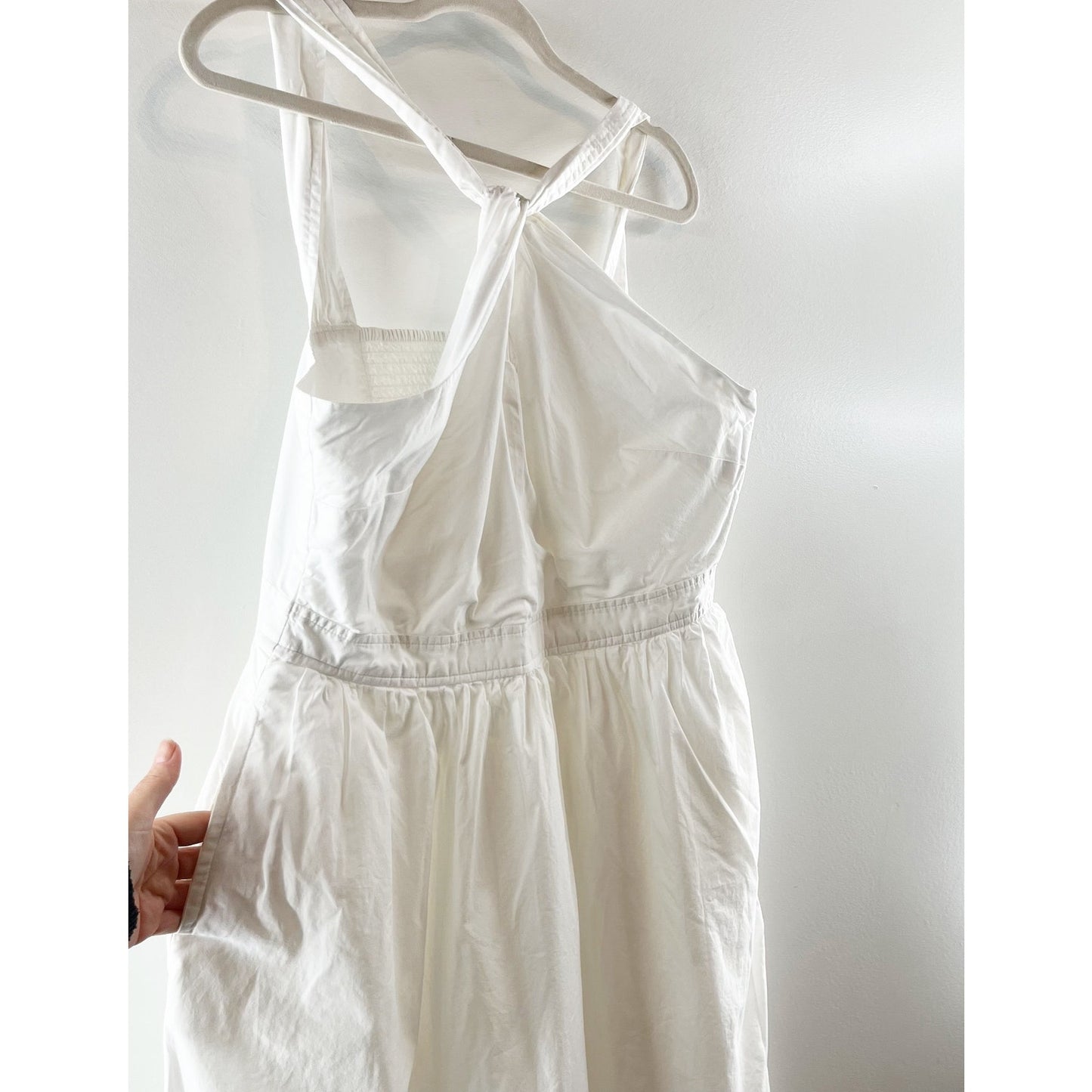 Free Assembly Cotton Sleeveless Halter Neck Fit & Flare Midi Dress White XL