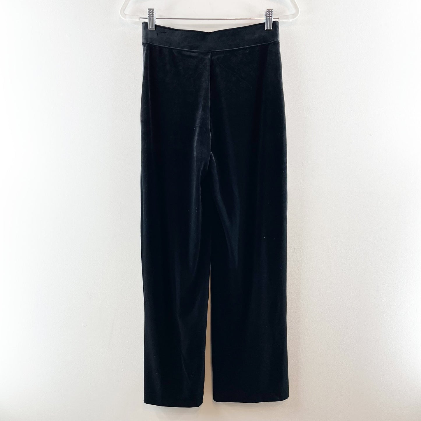 SPANX Velvet High Rise Wide Leg Split Hem Velvet Pants Black Medium