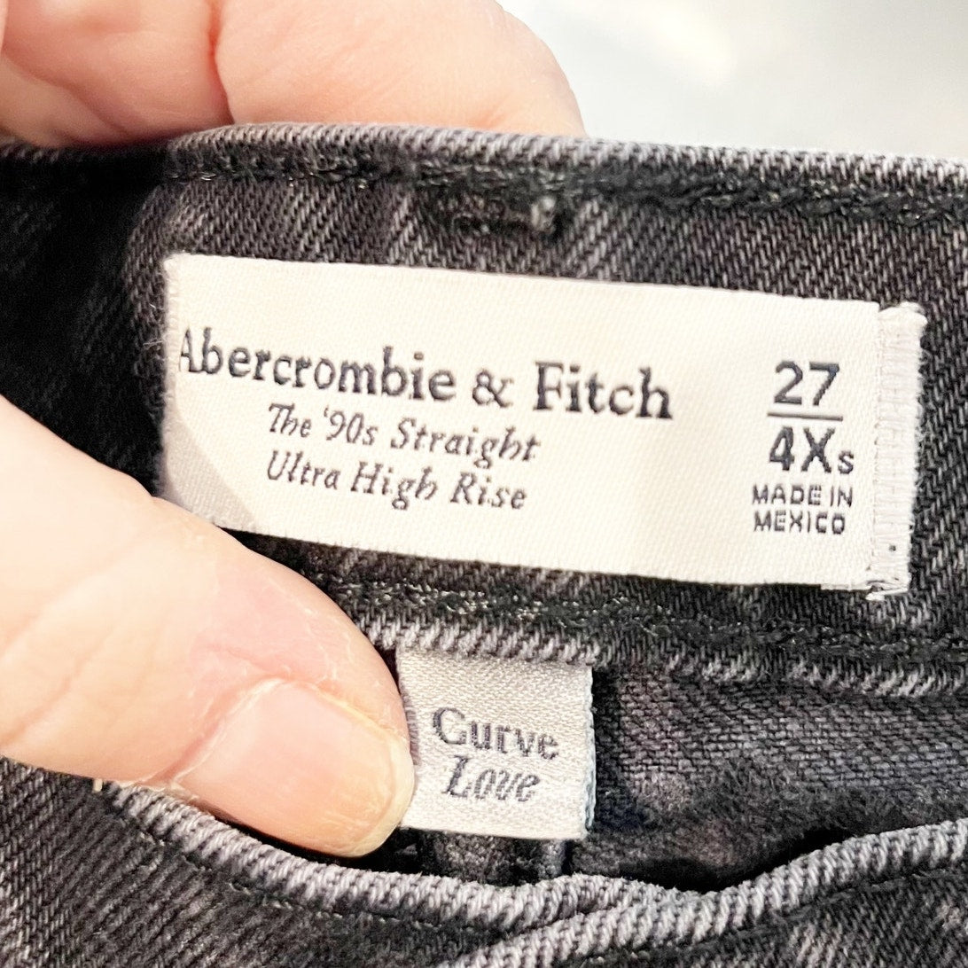 Abercrombie The '90's Straight Ultra High Rise Straight Curve Love Jeans Black 4