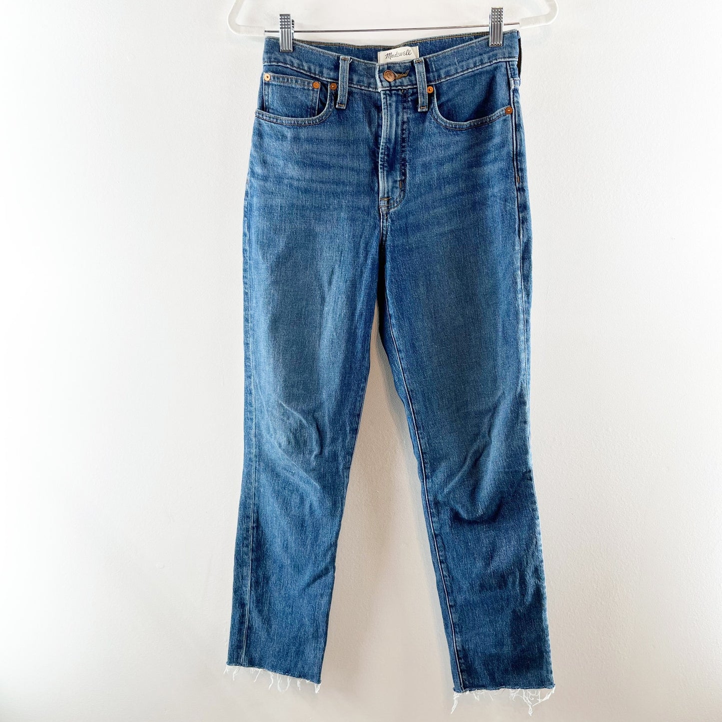 Madewell High Rise Raw Hem Perfect Vintage Jeans Blue 25
