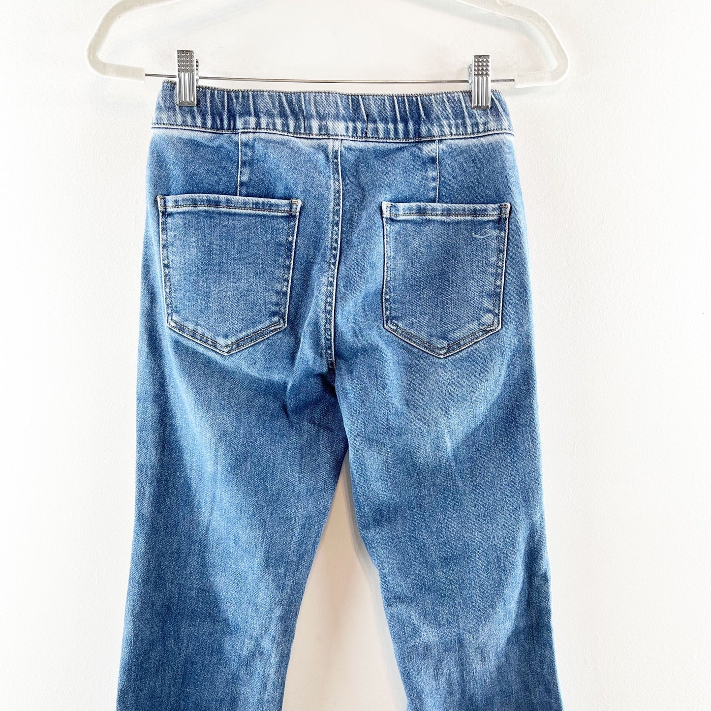 Risen Denim Mid Rise Flare Jeans With Drawstring and Front Pockets Blue 5 / 27