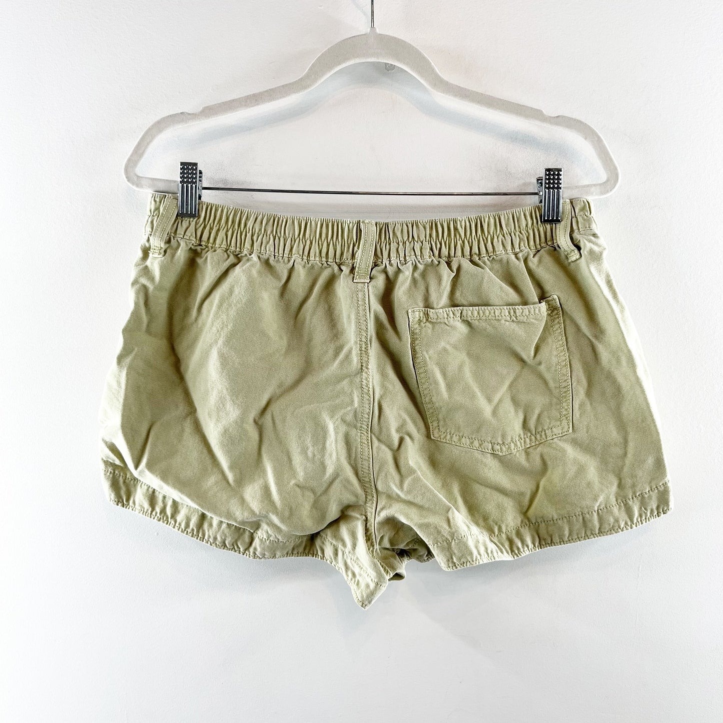 Aerie Stonewash Linen Blend Shorts Green Large