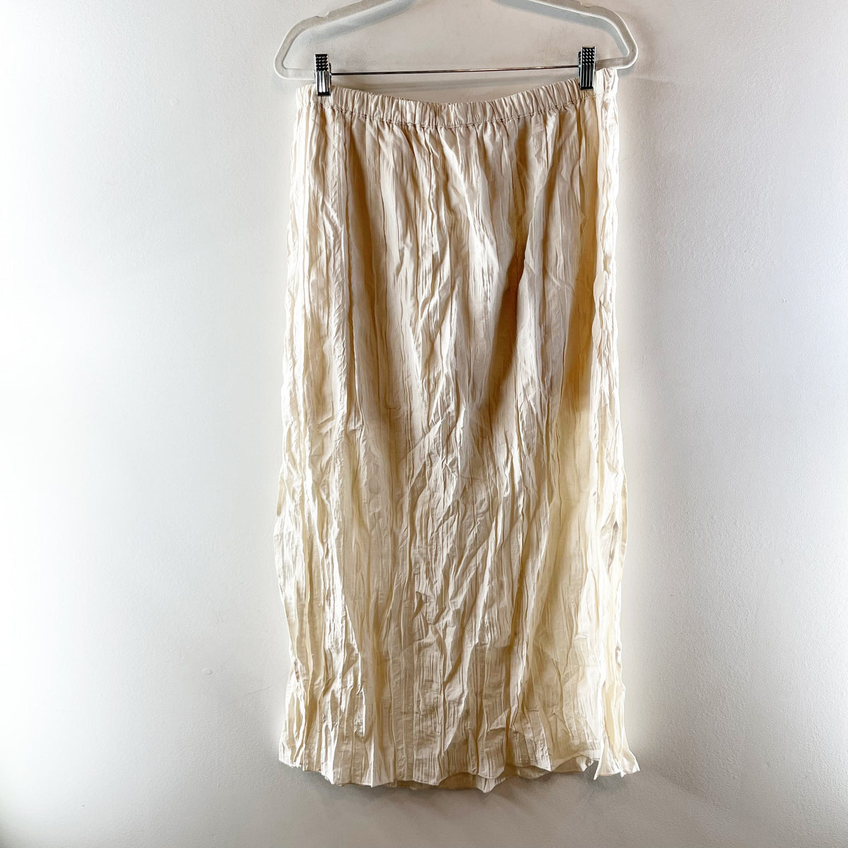 J. Crew Featherweight Crinkle Drawstring Maxi Skirt Cream Ivory Large