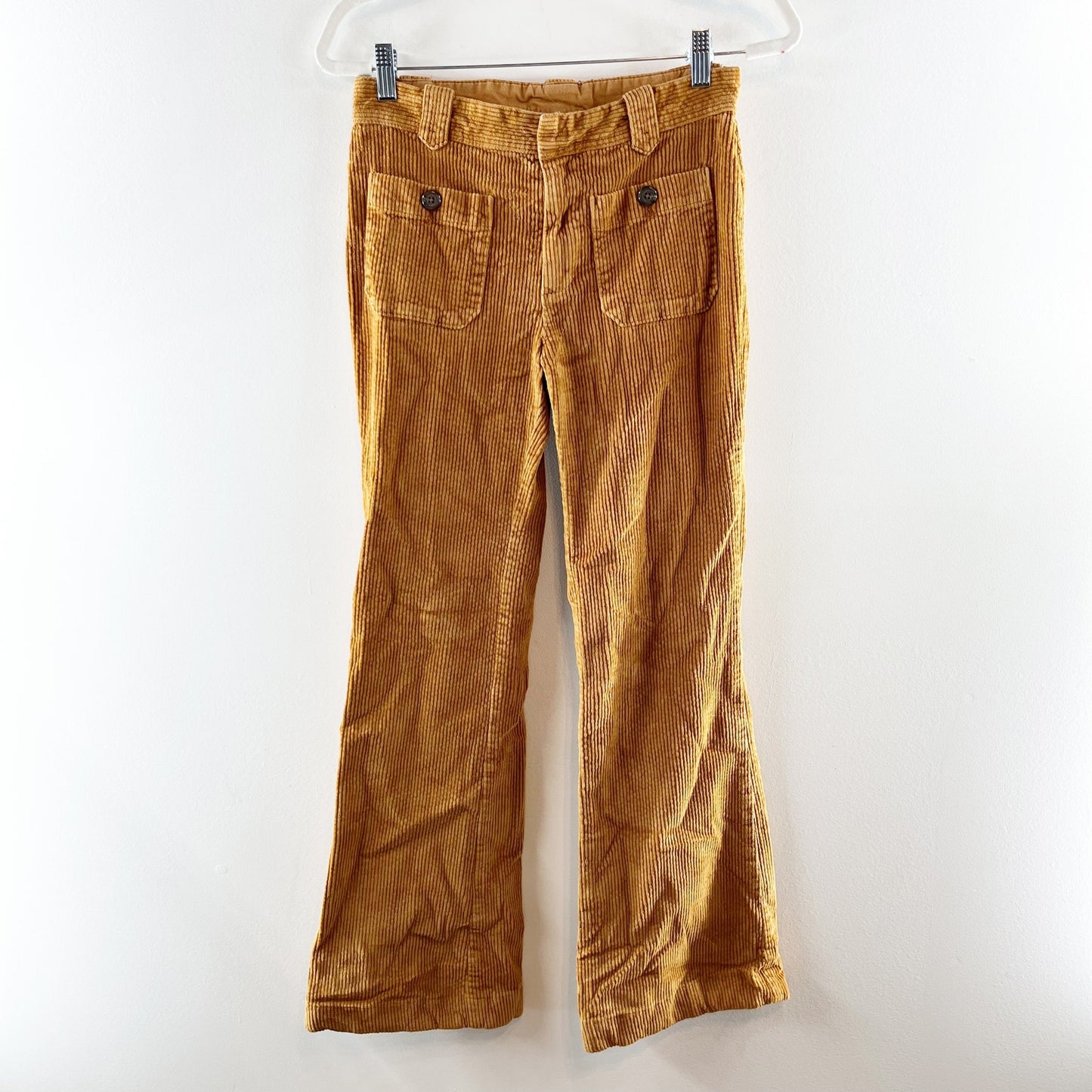 Free People High Rise Corduroy Flare Patch Pocket Pants Brown 0