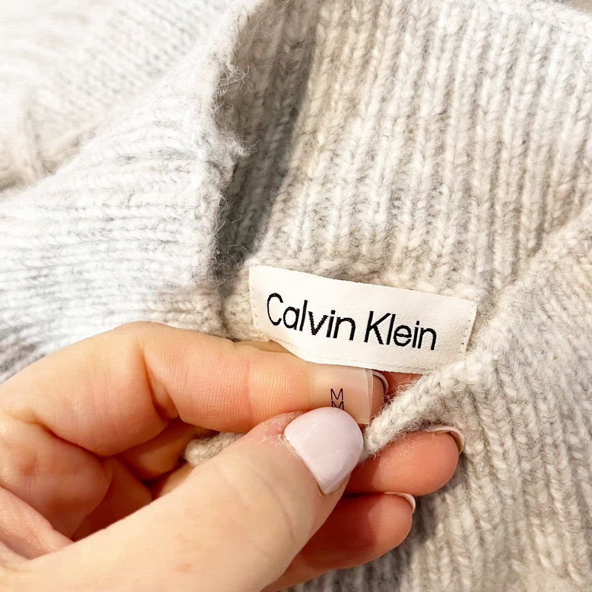 Calvin Klein Mockneck Long Sleeve Popcorn Pullover Sweater Gray Medium