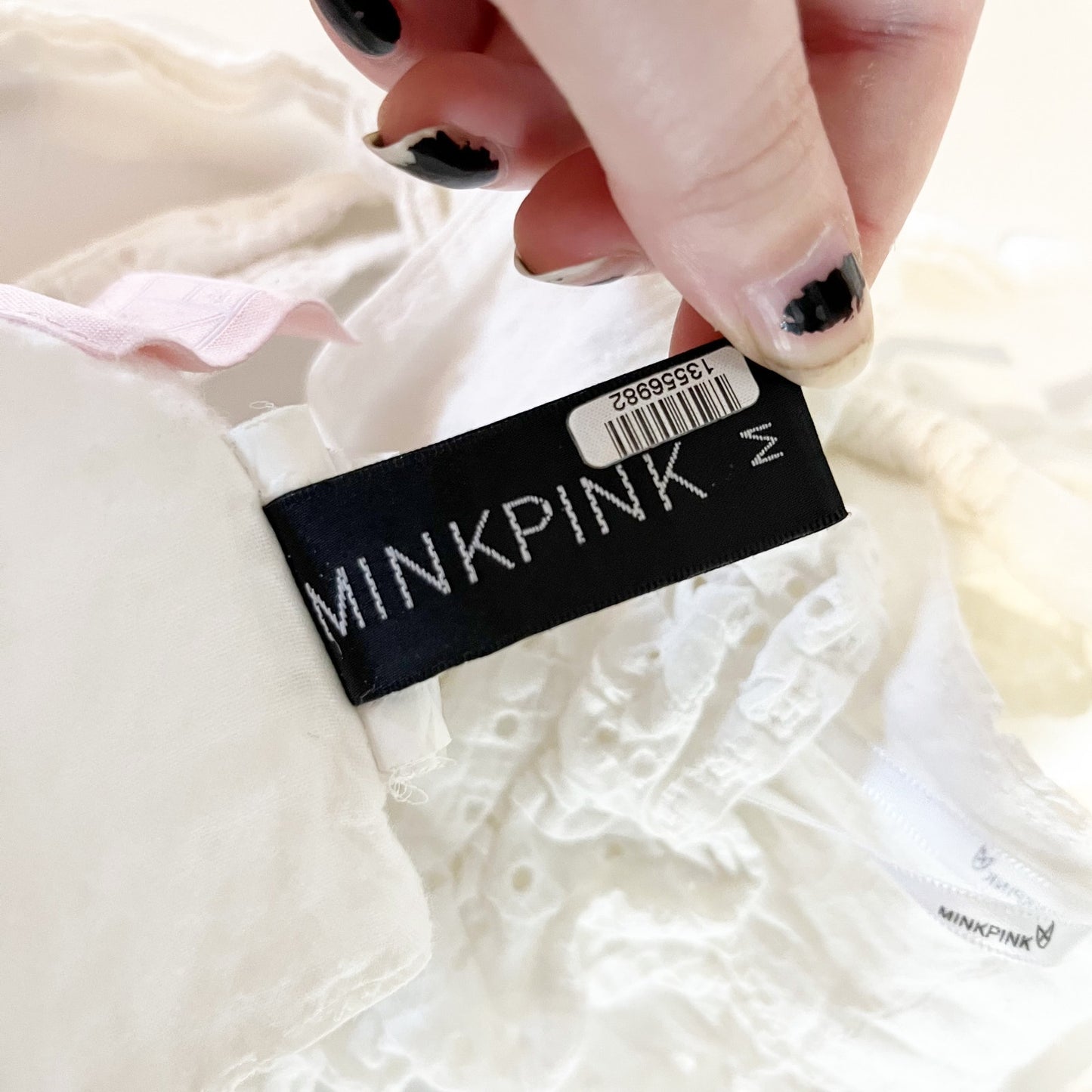 MINKPINK Celestial Eyelet Square Neck Crop Top & Flounce Short Set White M / L