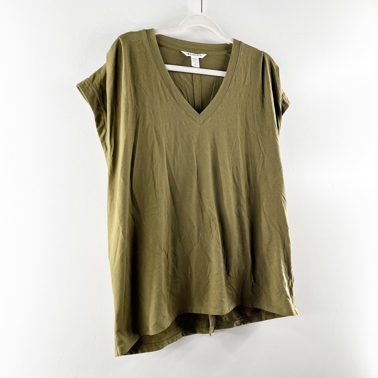 Athleta Outbound Twist Short Sleeve Tee Shirt Olive Green XL