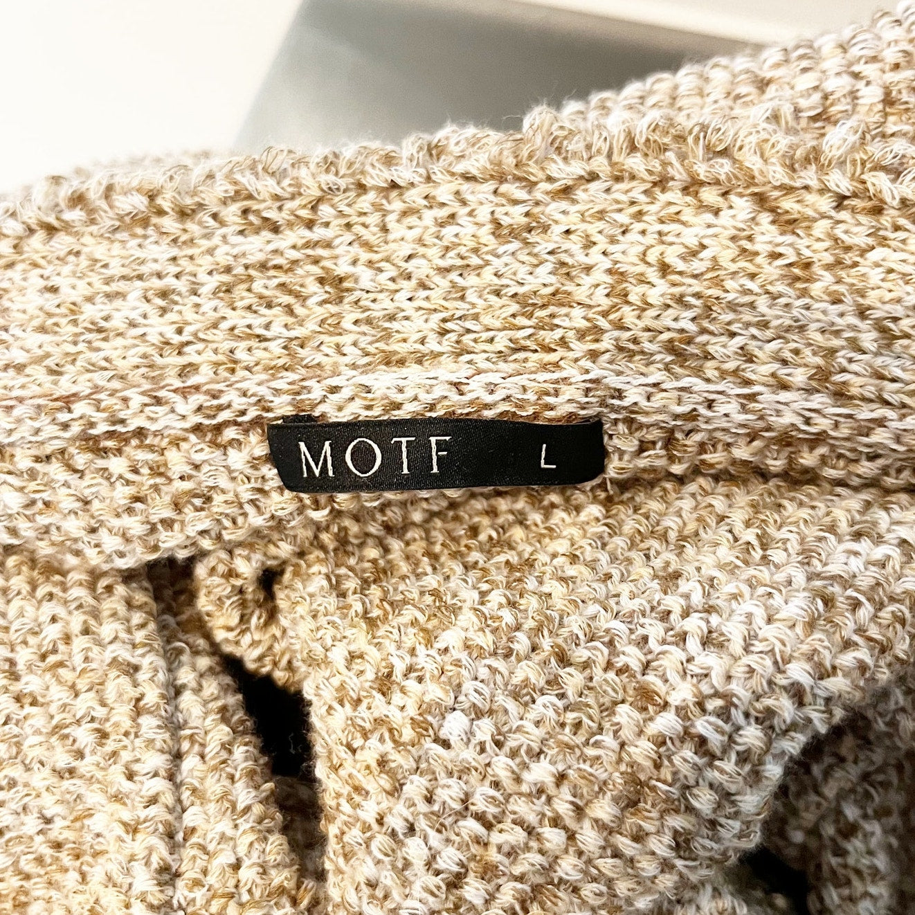 MOTF Distressed Cropped Slouchy Cardigan Sweater Khaki Tan Large