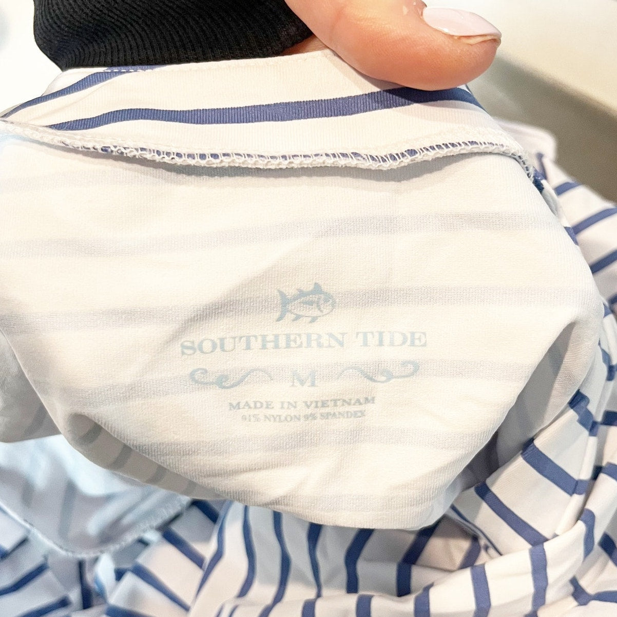 Southern Tide 3/4 Sleeve Moira Striped Wrap Romper One Piece White Blue Medium