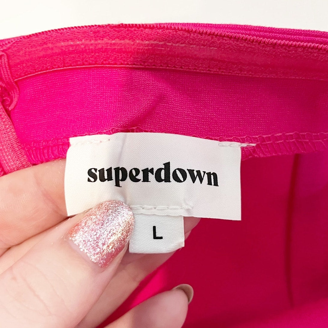 Superdown Lilian Strapless Tube Midi Dress Hot Pink Large