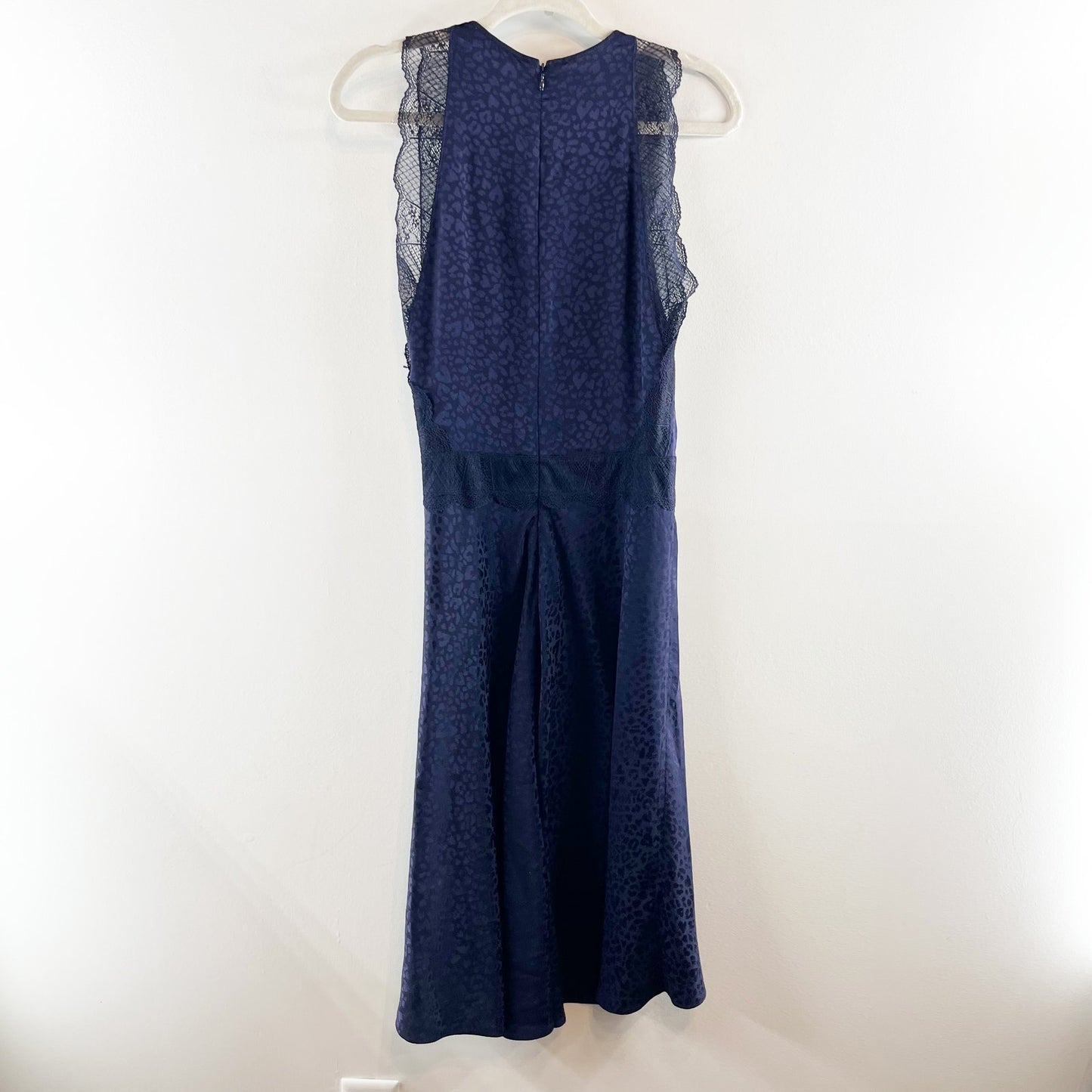 Zadig & Voltaire Roberto Jack Leo Leopard Woven Silk Cocktail Dress Navy XS