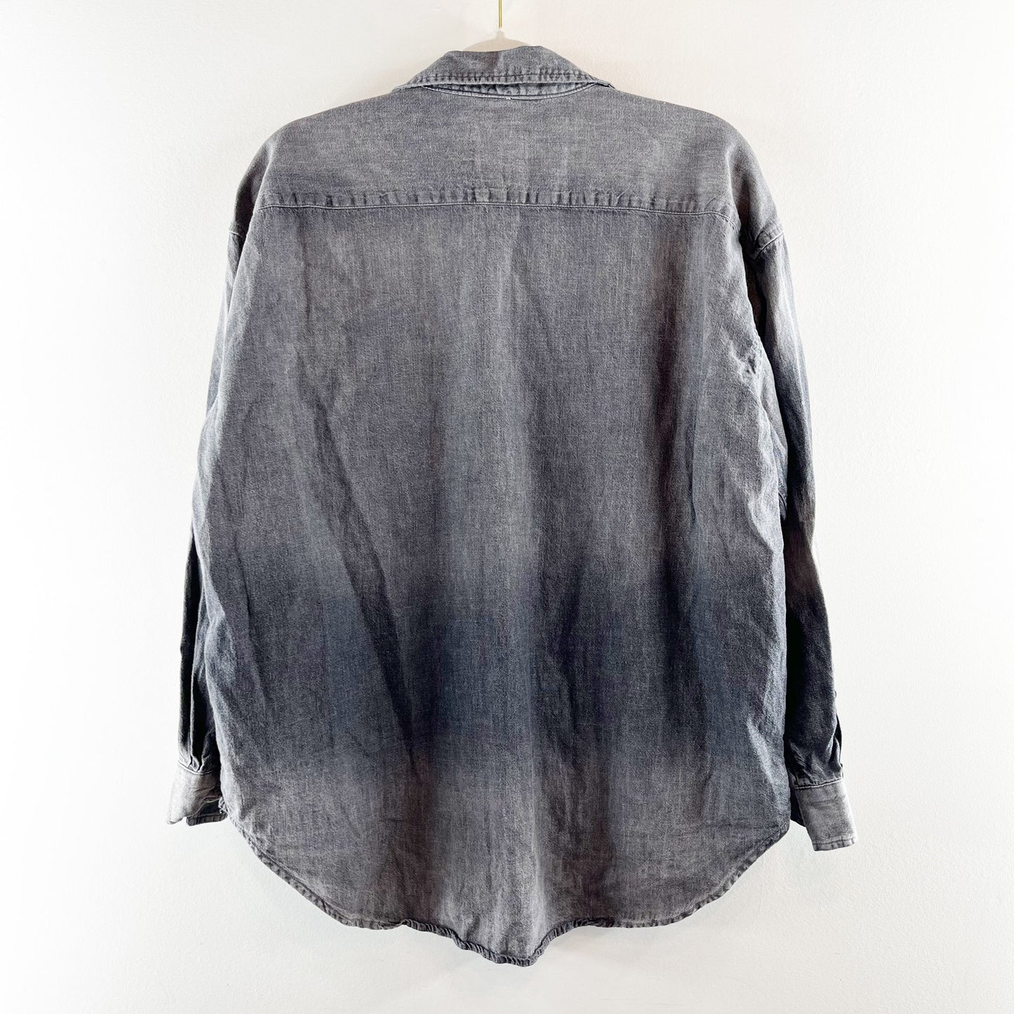 Aerie Denim Oversized Button Down Shirt Top Gray Black Ombre XS