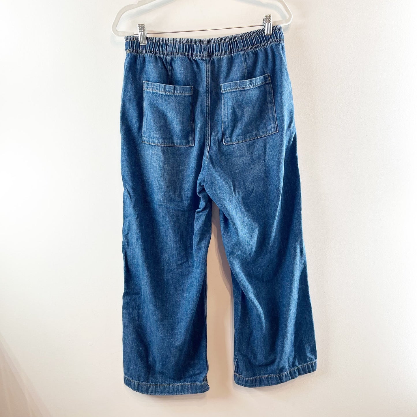 Gap Denim Pull On High Rise Easy Drawcord Wide-Leg Jeans Blue M Short