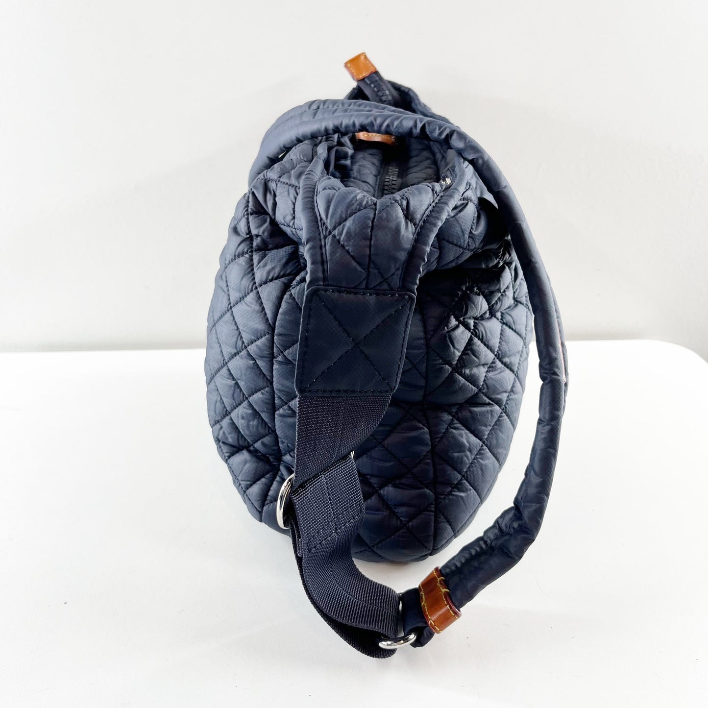 MZ Wallace Small Parker Deluxe Quilted Crossbody Bag Dawn Navy Blue