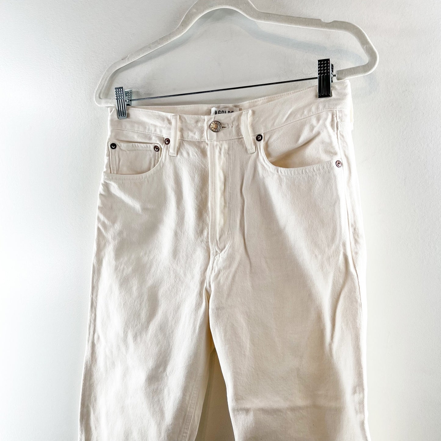 Agolde High Rise 90's Crop Straight Leg Button Fly Jeans White 26 / 2