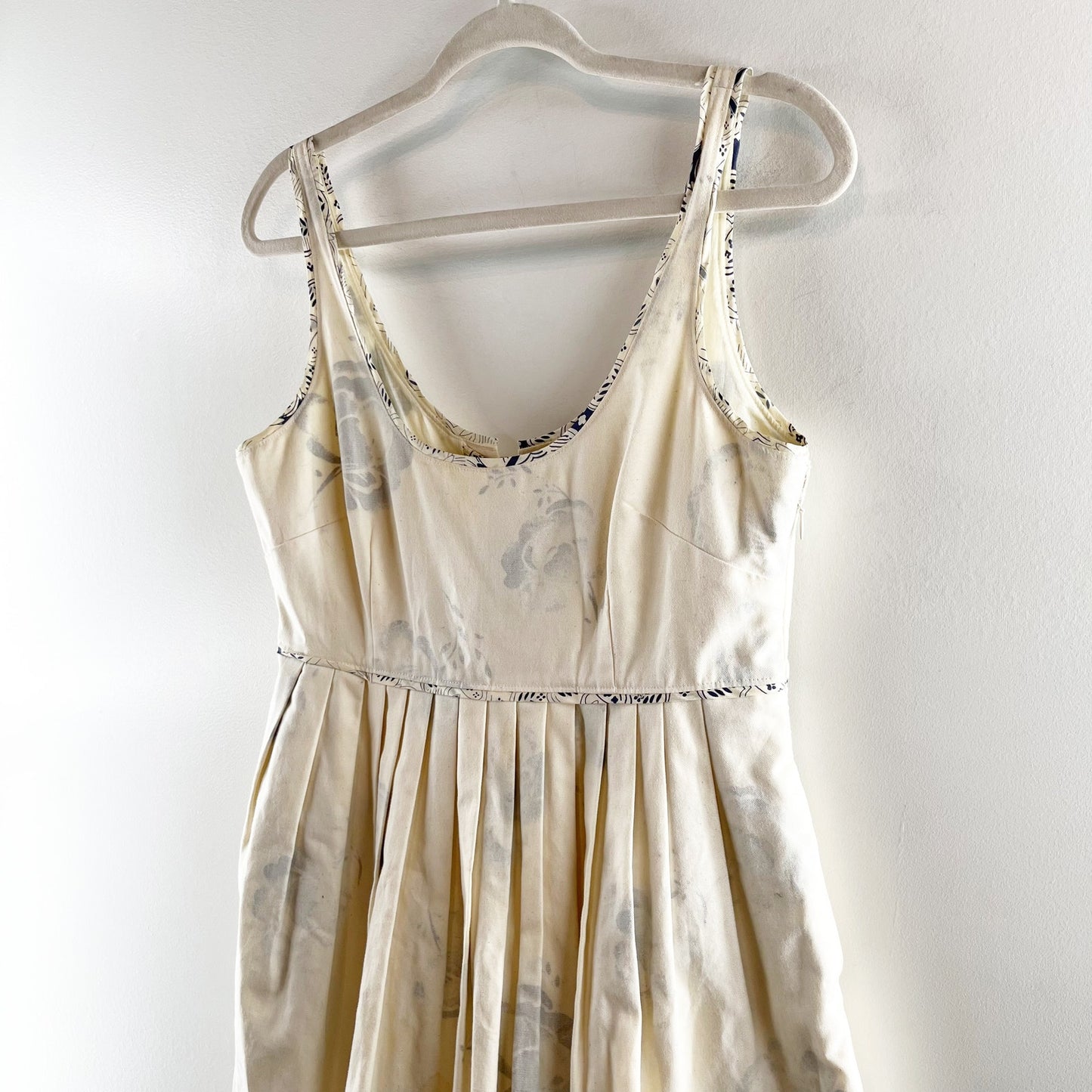 Anthropologie Moulinette Soeurs Floral Cotton Fit and Flare Mini Dress Cream 8