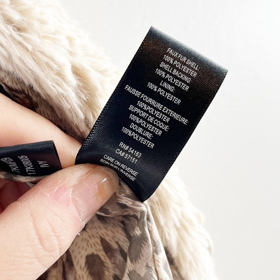 Kenneth Cole New York Long Sleeve Teddy Faux-Fur Coat Beige Small