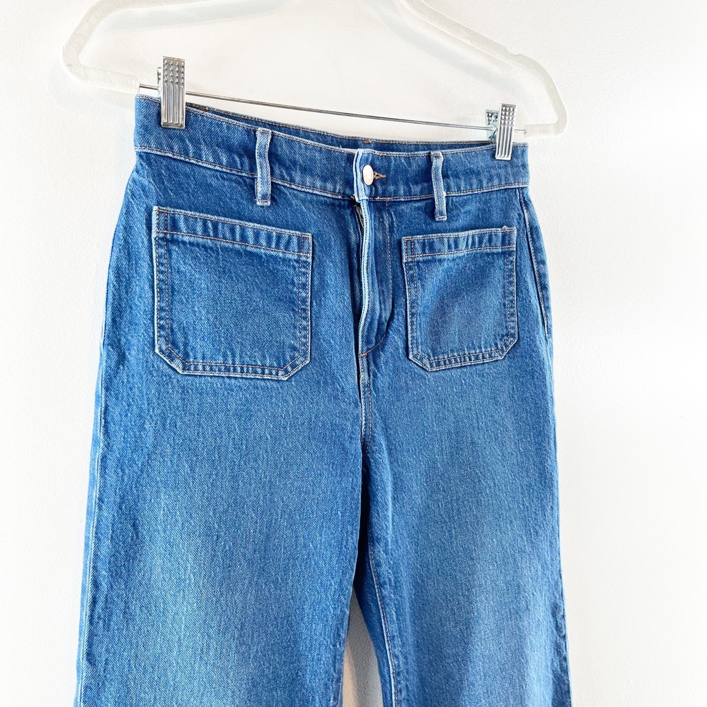 LOFT High Waisted Patch Pocket Wide Leg Jeans Blue 26 / 2