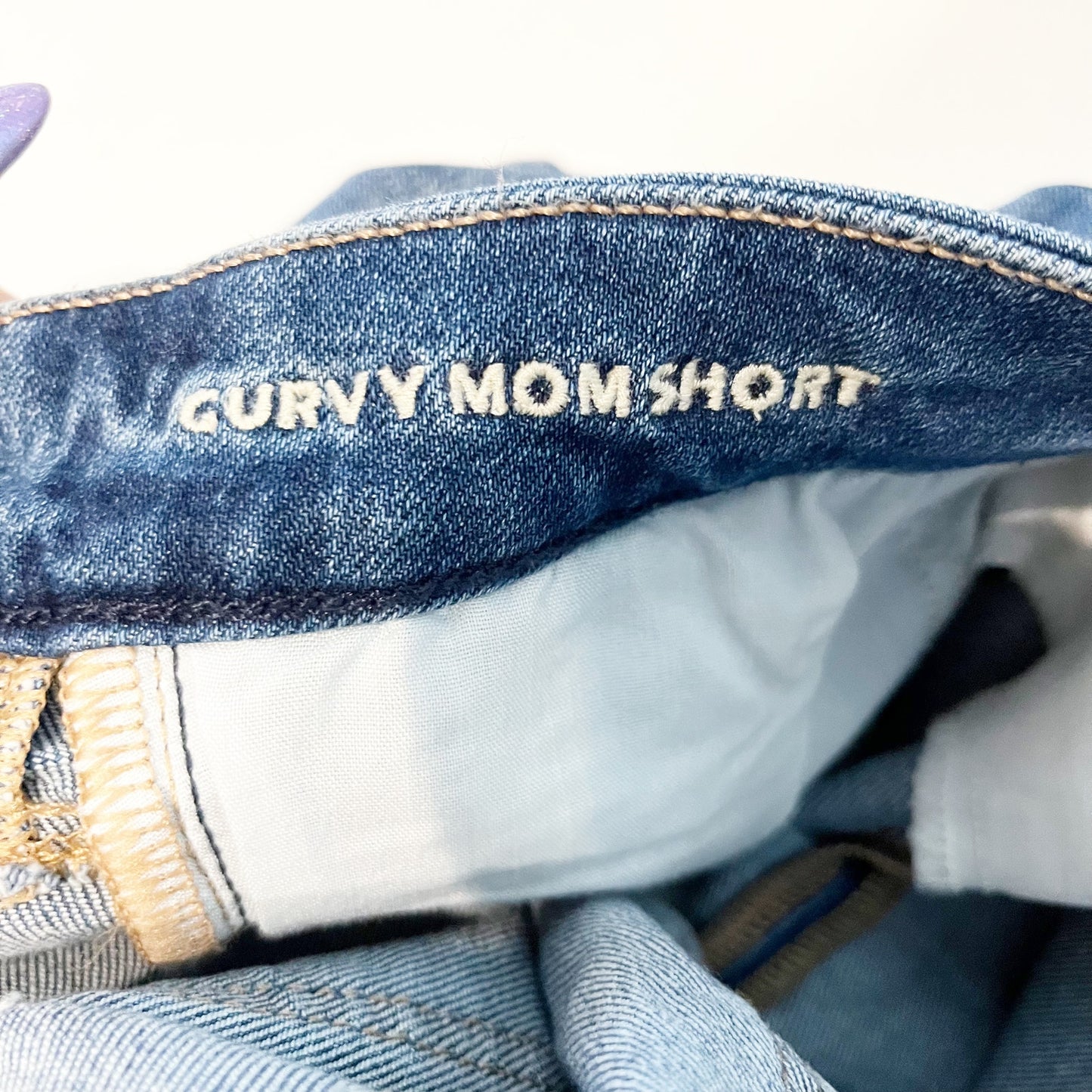 American Eagle High Rise Curvy Mom Jean Denim Shorts Blue 8