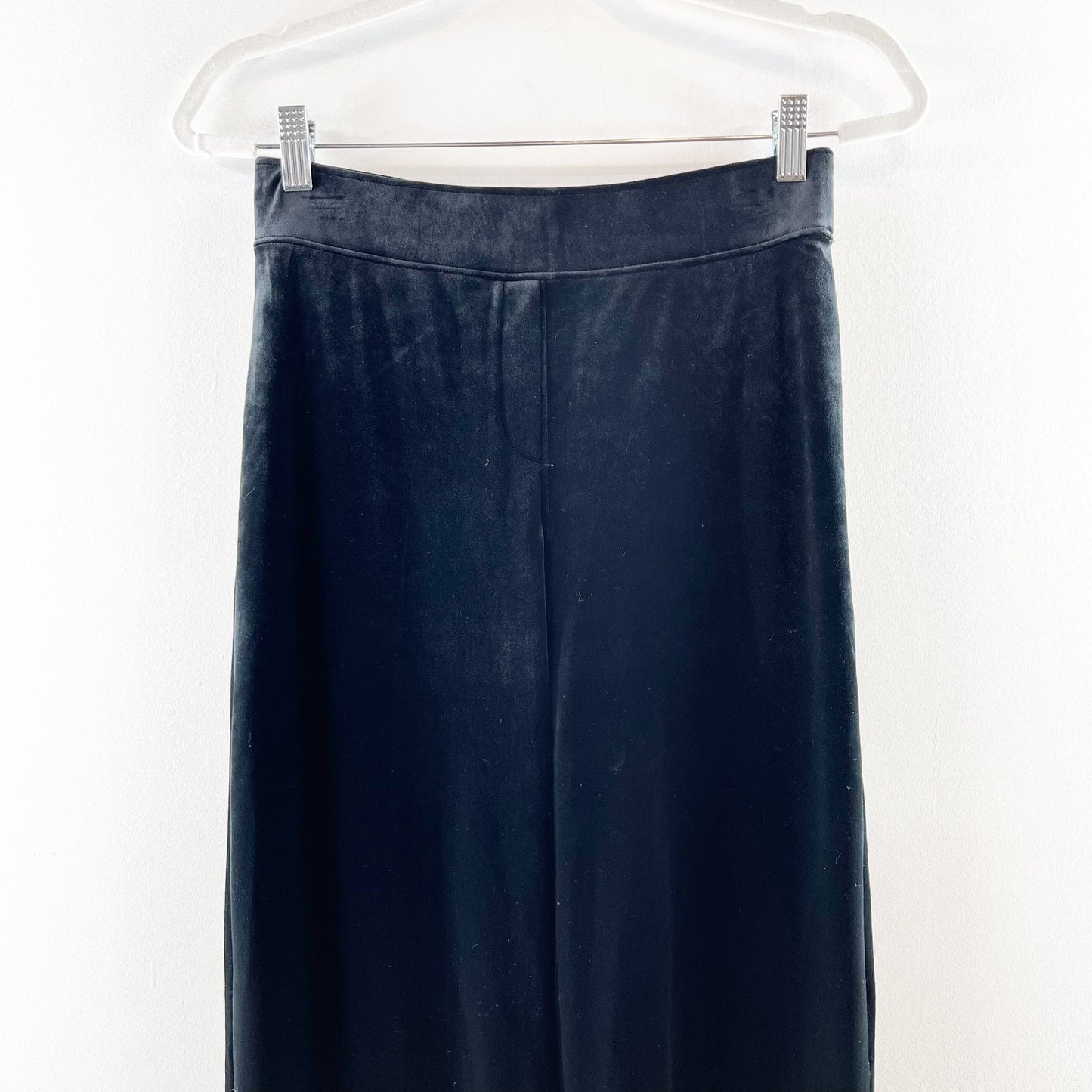 SPANX Velvet High Rise Wide Leg Split Hem Velvet Pants Black Medium