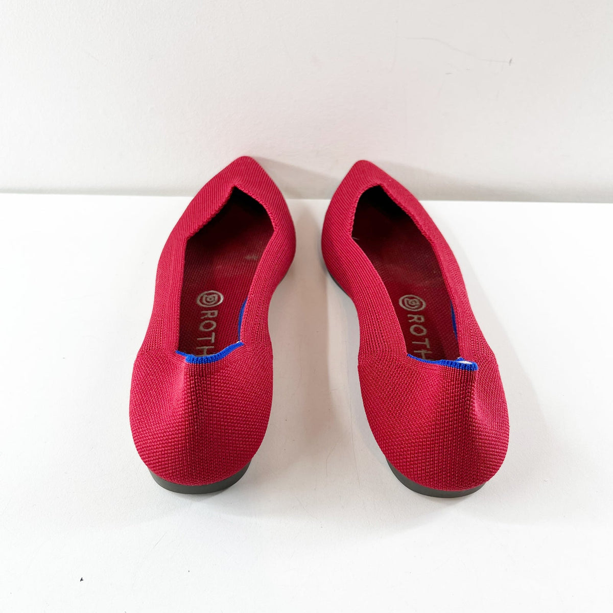 Rothy’s Knit The Point Slip-On Ballet Flat Shoes Bright Chili Red 8.5