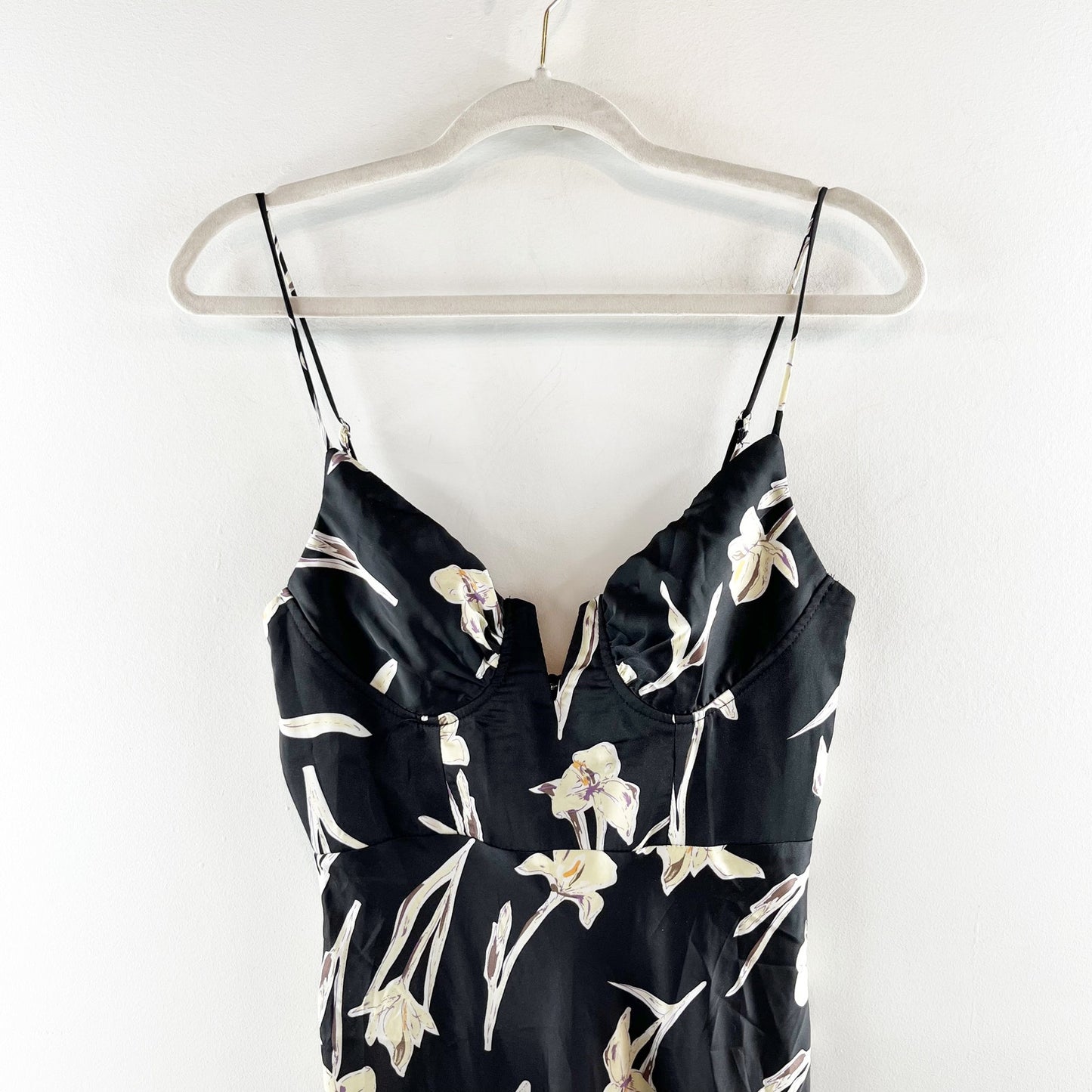 Selfie Leslie Lake Como Fitted Bodice Cami Strap Midi Dress Orchid Black XS