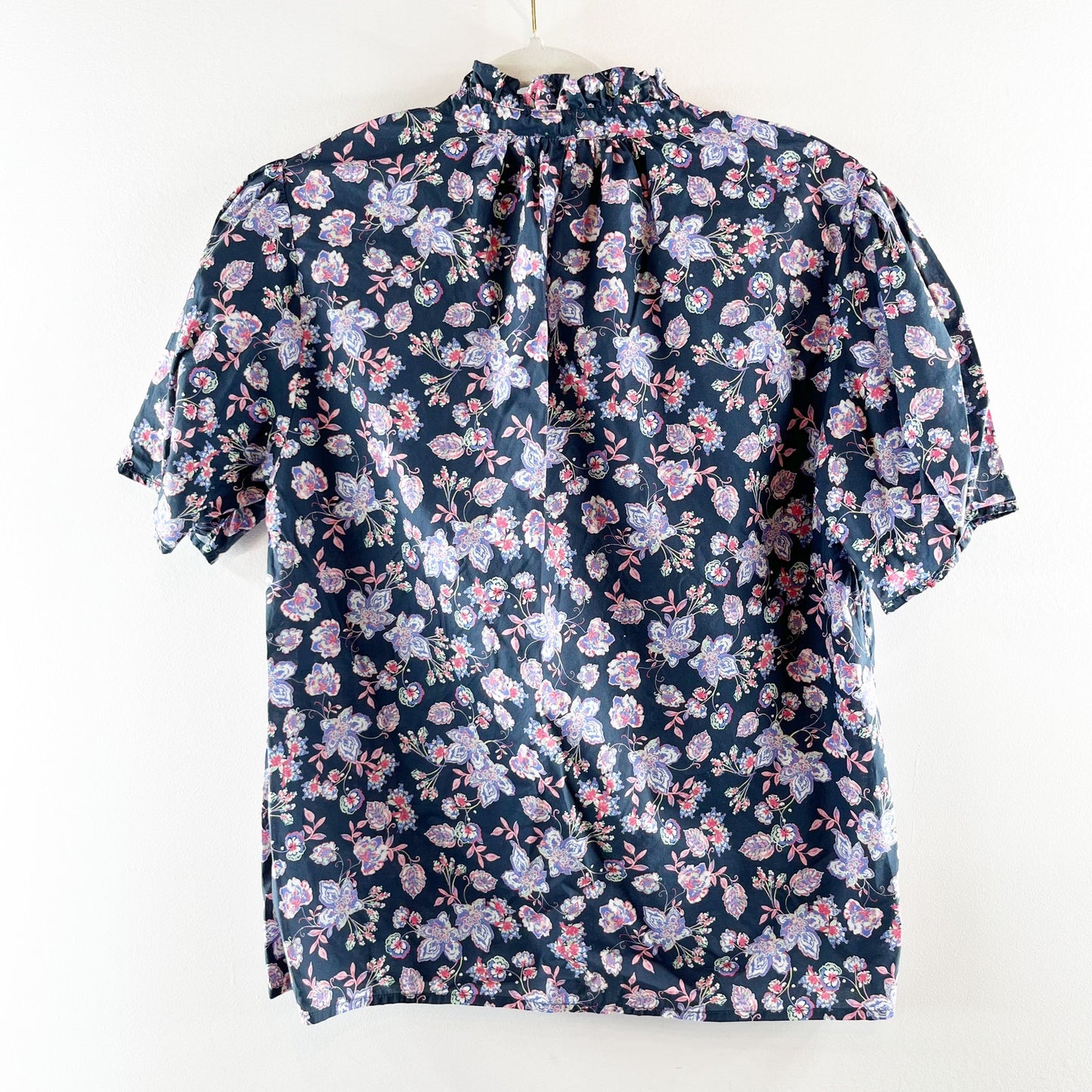 Nation LTD Rosanna Floral Print Puff Sleeve Blouse in Midsummer Blue Small